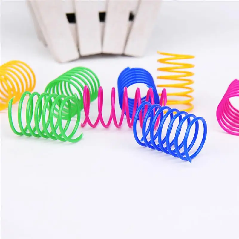 Dorakitten 20Pcs/Set Cat Spring Toys Creative Plastic Coil Cat Toy Interactive Kitten Play Toys Pet Supplies Random Color