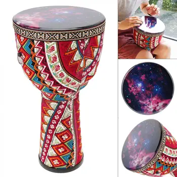 

8 Inch Beautiful African Djembe Drum Colorful Cloth Art ABS Barrel PVC Starry Sky Skin Children Hand Drum percussion instruments