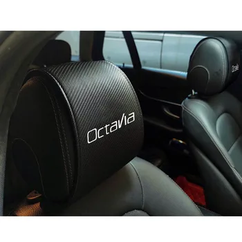 

1PCS Car Headrest Cover For Skoda Octavia Carbon Fiber Leather interior Accessories Car-Styling