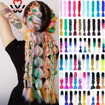 

MANWEI 24inchSynthetic Crochet Hair Jumbo Braid Hair Yaki Soft Hair Ombre Crochet Braiding HairAfrican Synthetic Hair Extensions