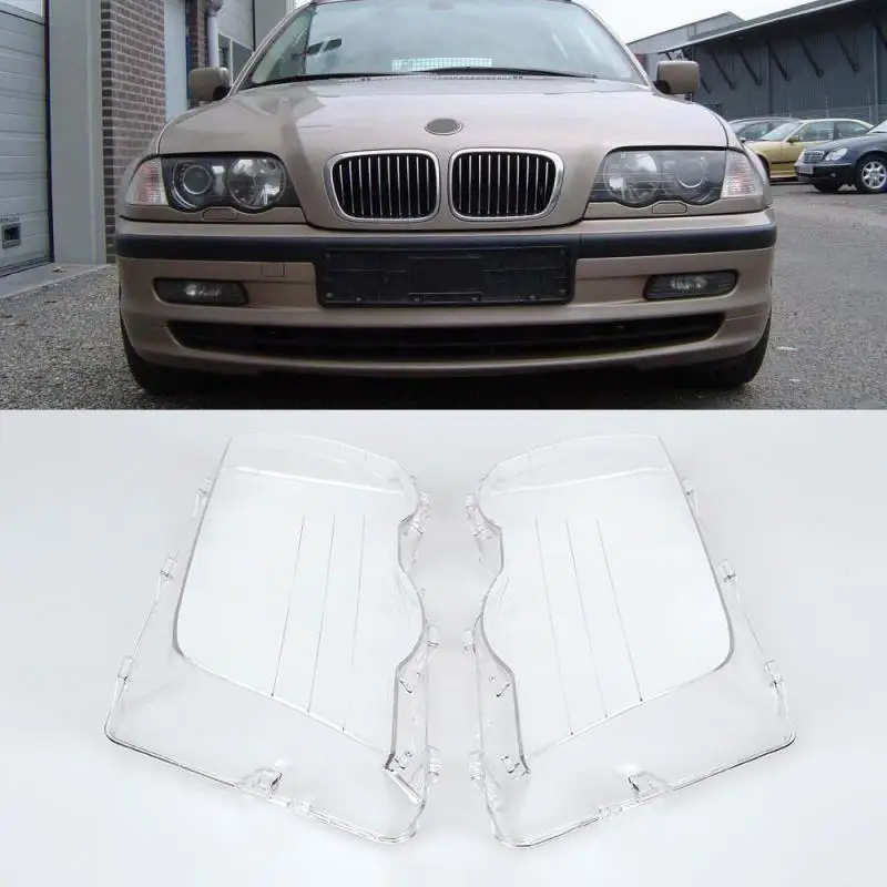 Пара поликарбоната левая и правая крышка для линз передних фар 4D прозрачная Автомобильная фара линзы крышка лампы для BMW E46 98-01