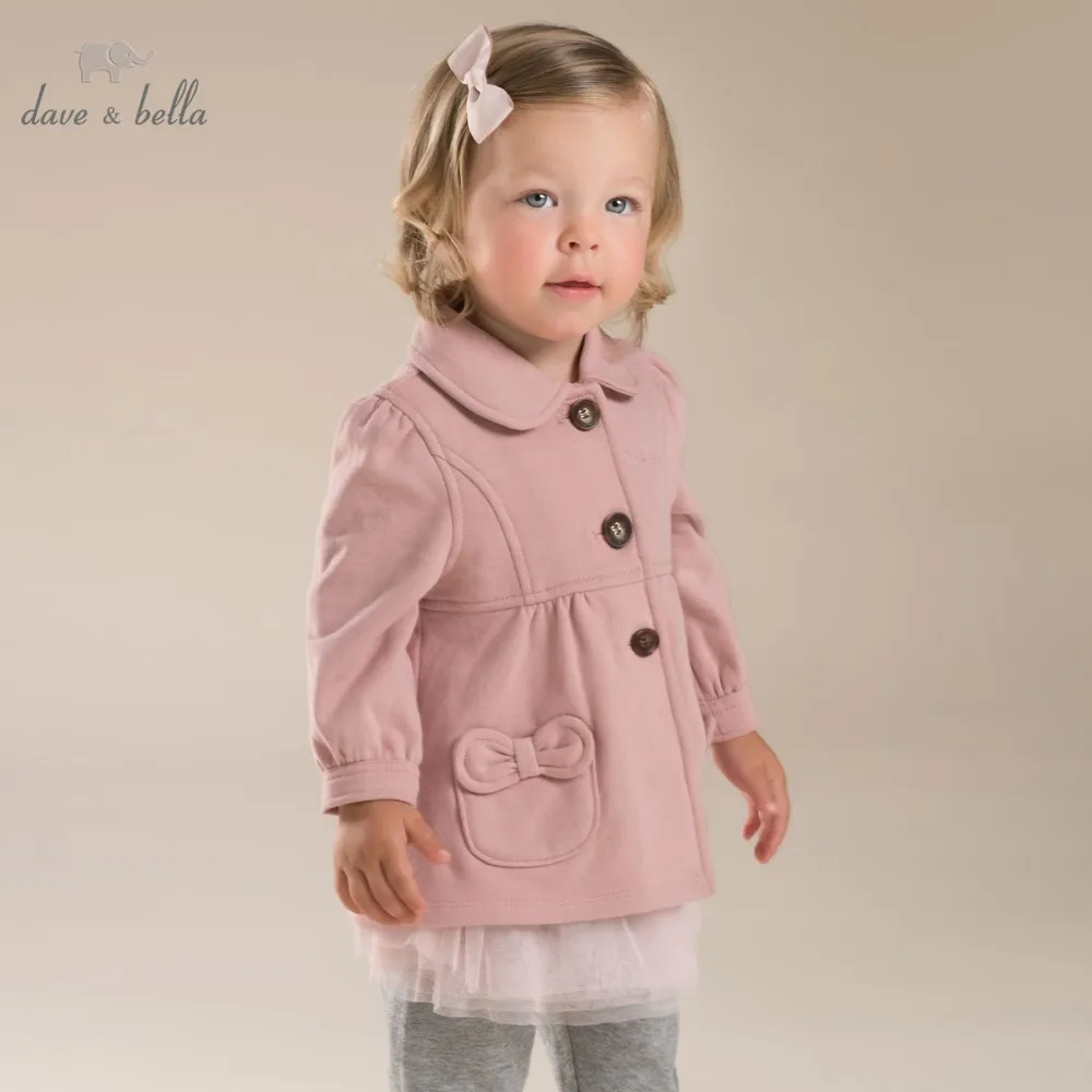 Детское пальто для девочек davebella розовая верхняя одежда маленьких на осень |