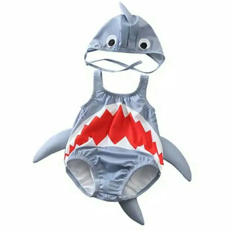 Одежда для маленьких мальчиков без рукавов купальник-Акула купальный костюм со