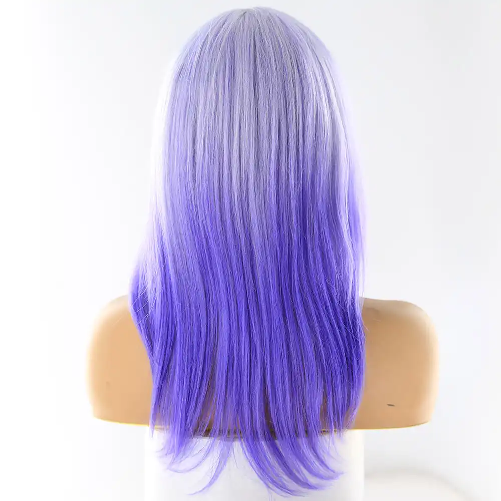 Ombre Blue Pink Colorful Cosplay Synthetic Hair Wigs With Bangs X