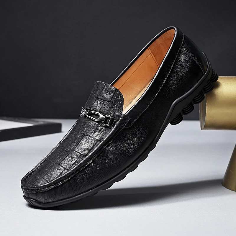 

Genuine Leather Men Shoes fashion Luxury Brand Loafers Italian style Designer Mens Shoes Casual Slip On Moccasins shoes L4