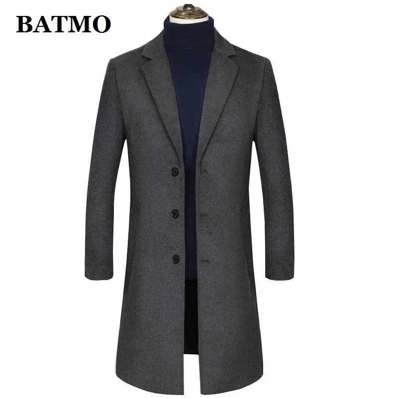 Batmo Новое поступление, зимняя высококачественная шерстяная Повседневная Длинная Мужская куртка, Мужская зимняя теплая куртка, большие размеры M-4XL 1880