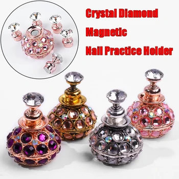 

Retro Luxury Shiny Crystal Magnetic Nail Display Stand Showing Shelf Manicure Nail Tips Practice Holder DIY Nail Art Tool