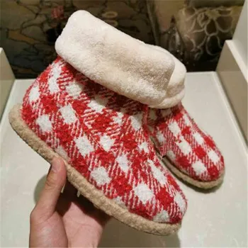 

Red luxury Snow Boots Winter Warm Ankle Boots Fur Mixed Colors Short Boots Fashion Design Boots Casua Shoes Zapatos De Mujer