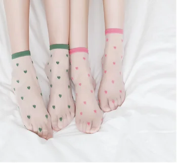 

2020 Women's Harajuku Breathable Transparent Mesh Polka Dots Socks.Sexy Ladies Net Yarn Fishnet Dots Socks Female Hosiery Sox