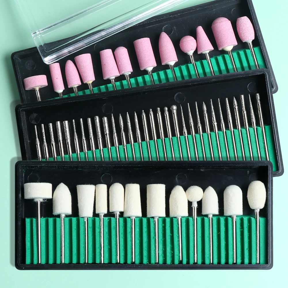 Juego de cortadores para máquina de manicura, piedra exfoliante de cuarzo, lana de diamante, broca rotativa, fresa de molienda, Kit de pedicura SA1560