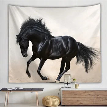 

Black Horse Tapestry Wall Carpet Home Decor Couch Blanket Living Room Wall Hanging Table Cloth Yoga
