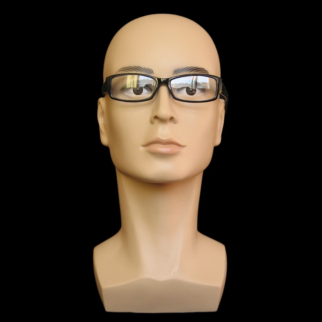 1 Piece Male Mannequin Manikin Head Model for Glasses Caps Wigs Jewelry Display Stand Holder Rack, Light Weight with Makeup