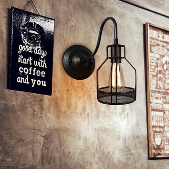 

E27 Iron Night Lamp Aisle With Screw Bar European Style Led Vintage Wall Light Industrial Wine Bottle Shape Bedroom Home Decor