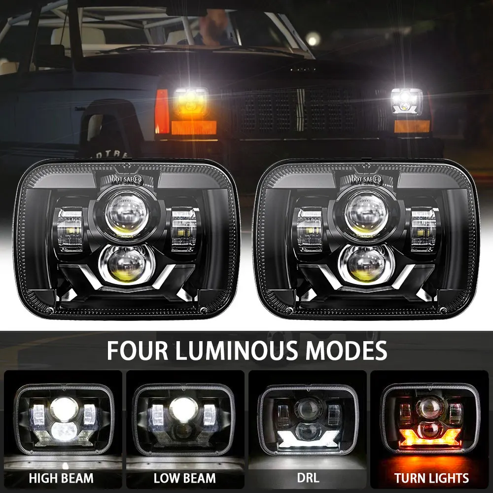 Coppia 5X7 7X6 Pollici Quadrato Led Faro H4 Luce Con Fascio Hi/Lo Led Per Toyota Tacoma Pickup Mr2 Supra Nissan 240Sx