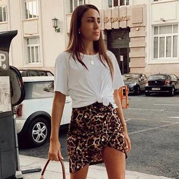 

Foridol vinatge leopard print slit bodycon mini skirt womens high waist office ladies skirt bottoms chi c streetwear slim skirt