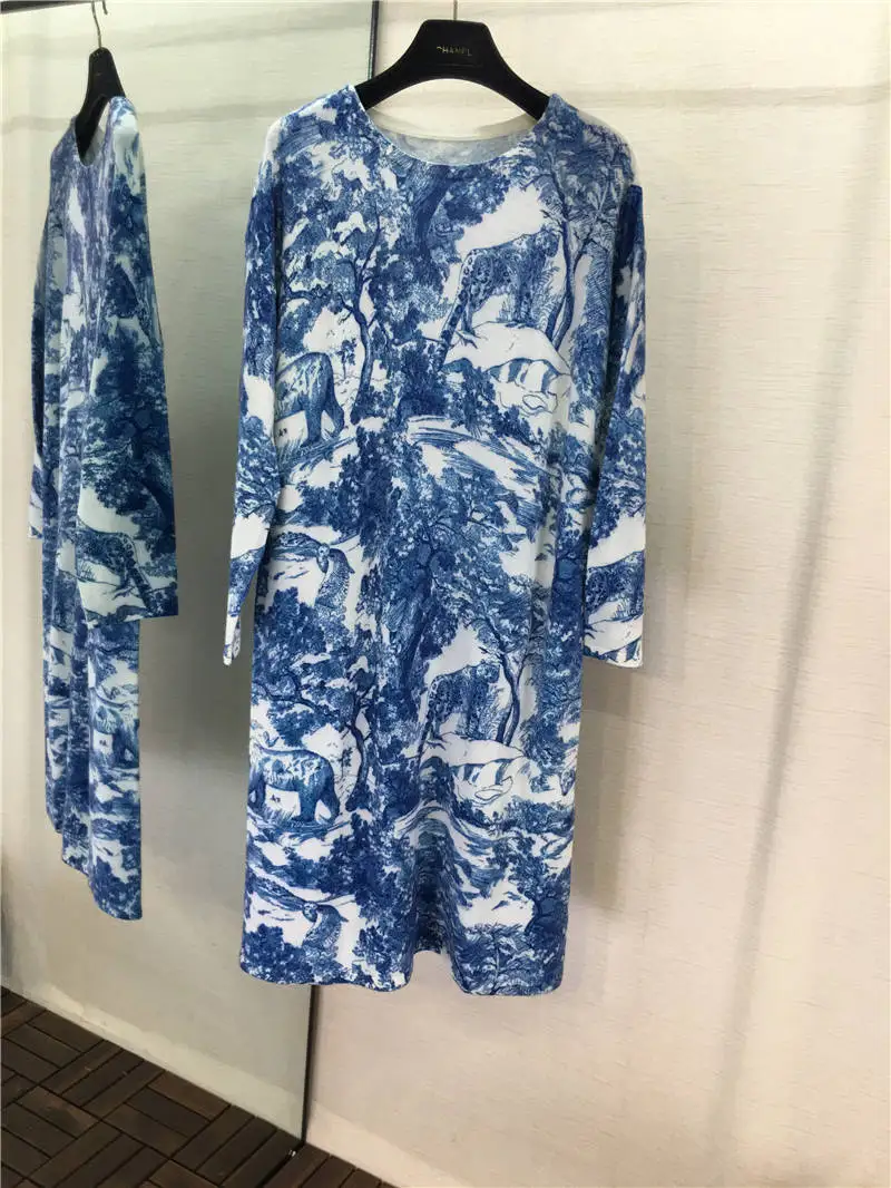 blue Высококачественные женские дизайнерские платья Runway в европейском стиле, новинка года, винтажное жаккардовое платье без рукавов с принтом тяжелых бриллиантов - Цвет: blue