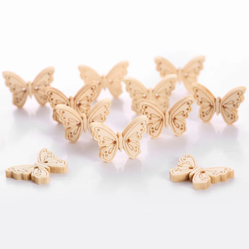 

24pcs wooden Baby buttons butterfly decoration 18*24MM coat sewing clothes accessory pearl quantity kids button NK2