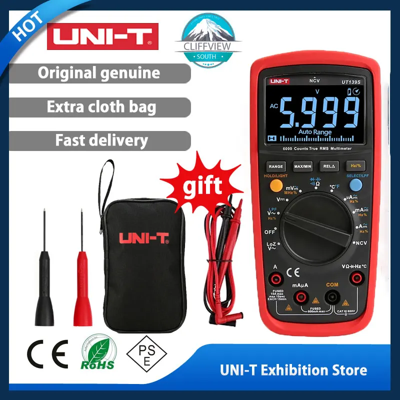 Цифровой мультиметр UNI-T UT139S функция True RMS температурный зонд LPF pass (фильтр нижних