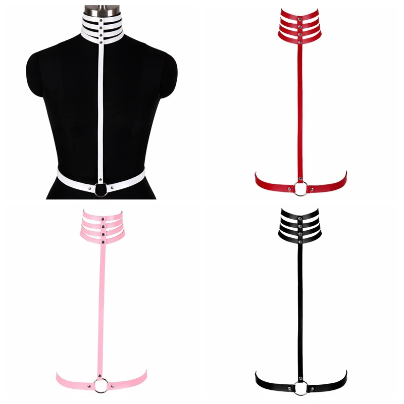 Сексуальное Красное женское нижнее белье с ремнем на шею кожаные кроп топы
