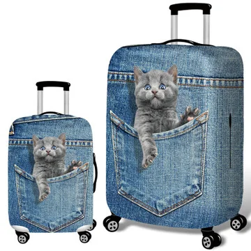 F Animal Cat Travel Luggage Cover Protective Suitcase Cover Trolley Case Accessories Travel Luggage Dust Cover for 18 To 30 Inch - Цвет: F