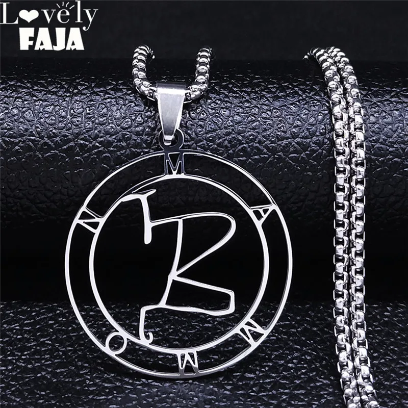 Wealth Mammon Edelstahl-Kettenhalsketten für Damen/Herren Silberfarbene Runde Anhänger-Halskette Schmuck Bijoux N3780S03