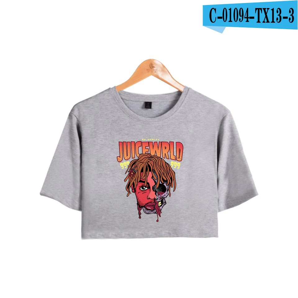 Женская футболка Juice wrld, хлопок, Женская Сексуальная футболка, милая новая футболка с коротким рукавом, верхняя одежда, модная летняя футболка - Цвет: Gray