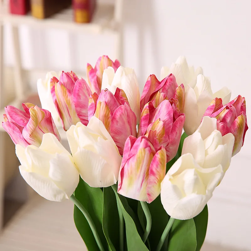 

5pcs /lot Single Branch PU Tulip Artificial Flowers Wedding Home Decoration Real Touch Flowers Tulips Bouquet Fake Plants