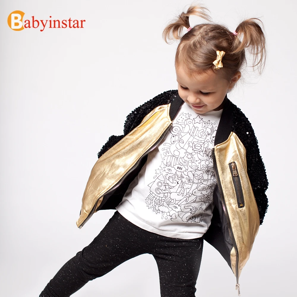 Kopen Fuax Leren Jas Voor Meisjes Sequin Jacket Merk Kleding Meisjes Jas Jongen Kinderen Kleding Herfst Jas Meisje Baby Jongen Jas