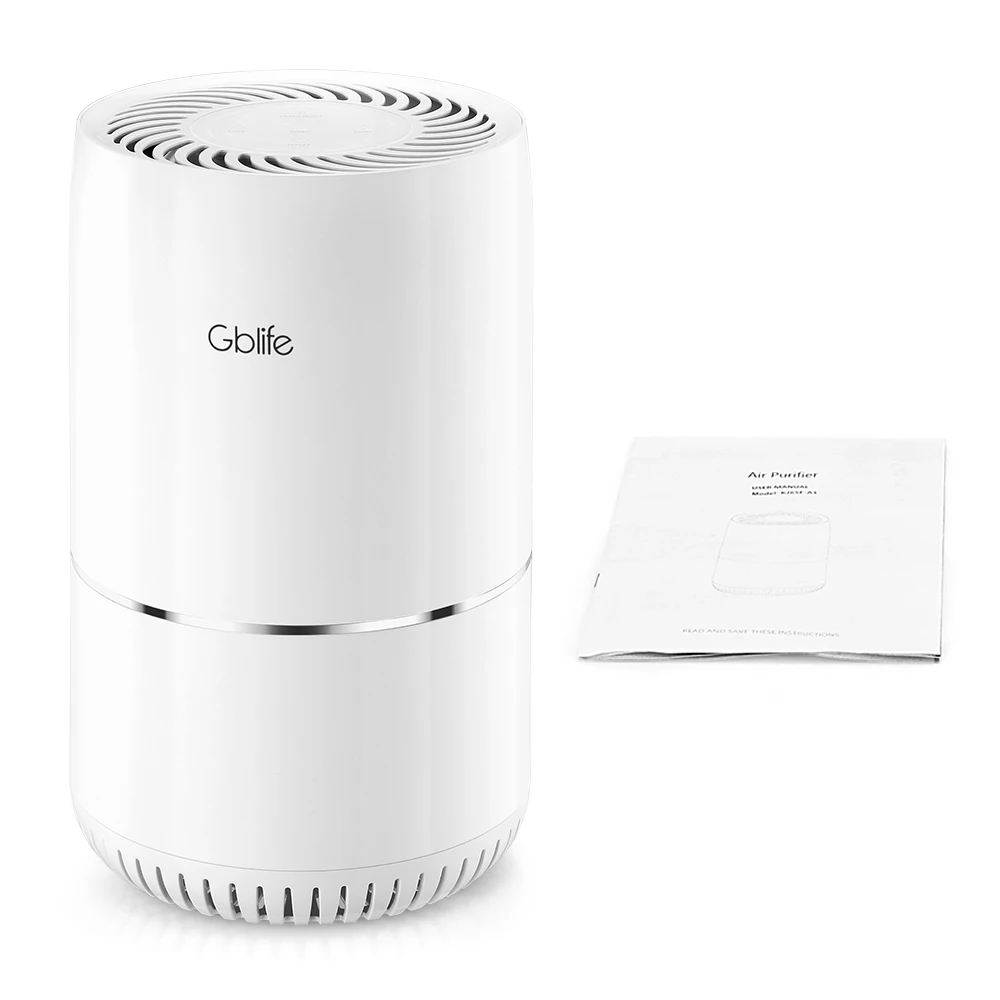 

Air Purifier with 3 Filtering Stages 3 speeds Car Air Purifier Air Cleaner best for Car Home Office Gray Nightlight
