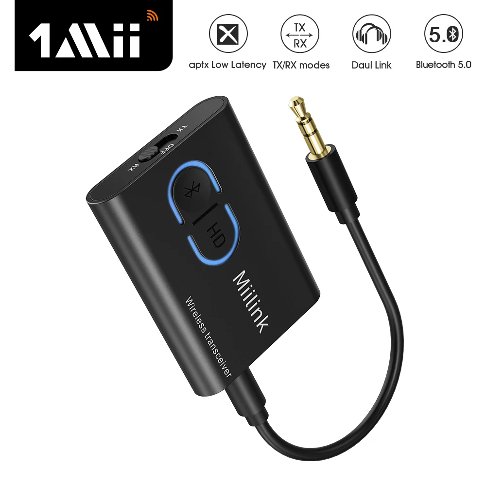 

1Mii ML300 portable Bluetooth 5.0 Audio Receiver Transmitter aptX LL 2in1 280mAH Battery 3.5 aux Bluetooth Adapter for TV Car PC
