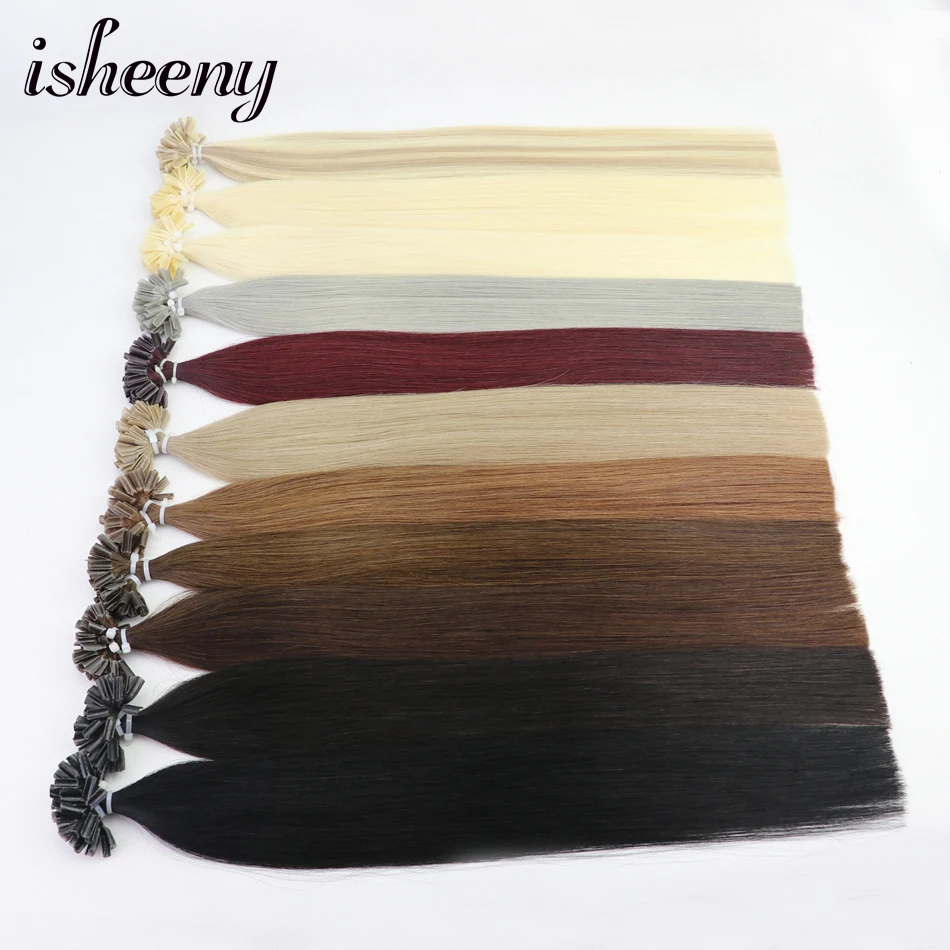 Isheeny 50 шт. накладные волосы для ногтей/u образные 14 &quot 18&quot 22 Remy кератиновые