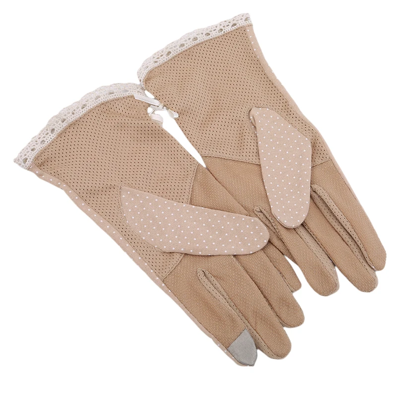 Khaki Женские солнцезащитные перчатки, новая мода, лето/осень, для вождения, противоскользящие, защита от солнца, для женщин - Цвет: Khaki