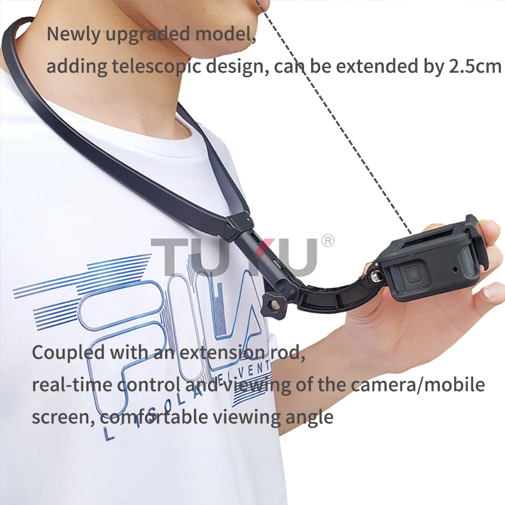 TELESIN° Upgraded Long Magnetic Neck Mount Necklace Holder, Chest Shoulder  Angle Support Lanyard Body Strap Attach for GoPro Max Hero 11 10 9 8 7