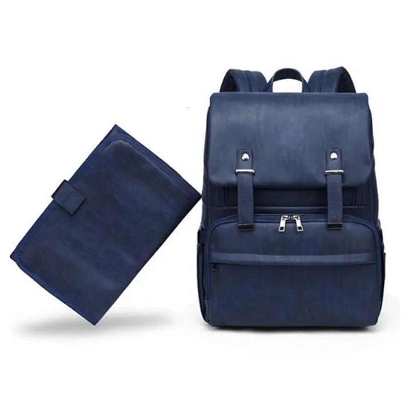 Сумка для подгузников из искусственной кожи, рюкзак, сумка для мам, термоизоляционная дорожная сумка для мам, сумка для подгузников, Детская сумка для коляски - Цвет: Blue