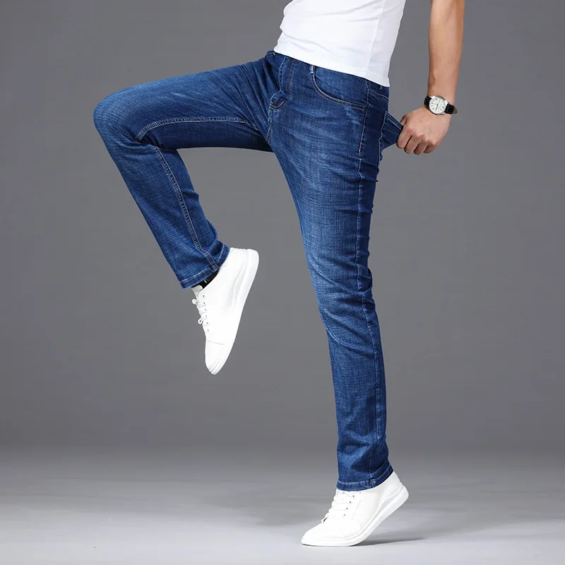 Повседневные уличные летние мужские джинсовые брюки MOOWNUC брюки классические мужские s джинсы обтягивающие джинсы для мужчин тонкие дизайнерские прямые