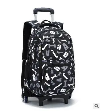 Рюкзак на колесиках для подростков, детская школьная сумка на колесиках, Детские рюкзаки для путешествий, сумки для багажа на колесиках - Цвет: 6wheels white