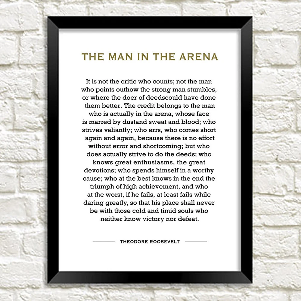 Man In The Arena Theodore Roosevelt Inspirational Quote Art Print 