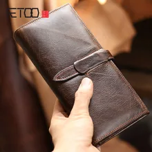 AETOO кожаный бумажник, Мужской Длинный складной кошелек, ручная работа Ретро кожа многофункциональная маленькая ручная сумка