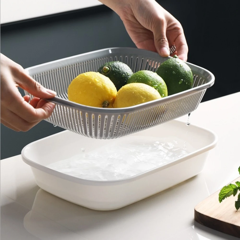 Double-layer Washing Basin Plastic Drain Basket Leaking Taomi Artifact Taobao Household Kitchen Fruit Plate | Дом и сад