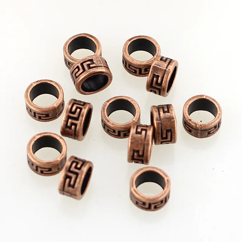 Red copper 50 шт./компл. цвета: золотистый, серебристый волос бисер для плетения волос Винтаж рисунка Сделай Сам Diy бигуди для волос на заколках для наращивания манжеты, подвеска в виде трубочки, дредлоки, для увеличения объема, аксессуары - Цвет: Red copper