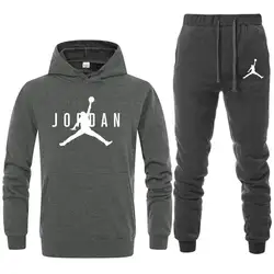 Мужские/женские спортивные костюмы Jordan 23 осень зима сплошной цвет спортивная толстовка + длинные штаны комплект из двух предметов Женская
