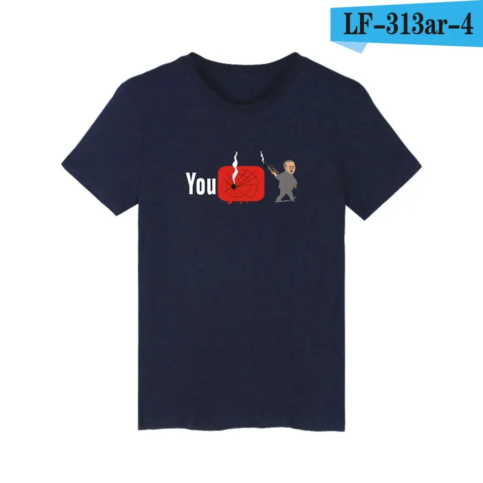 navy blue Простая футболка с Youtube, мягкая хлопковая футболка, футболка с принтом YouTube, мужская толстовка с круглым вырезом, черные Брендовые мужские топы больших размеров - Цвет: navy blue
