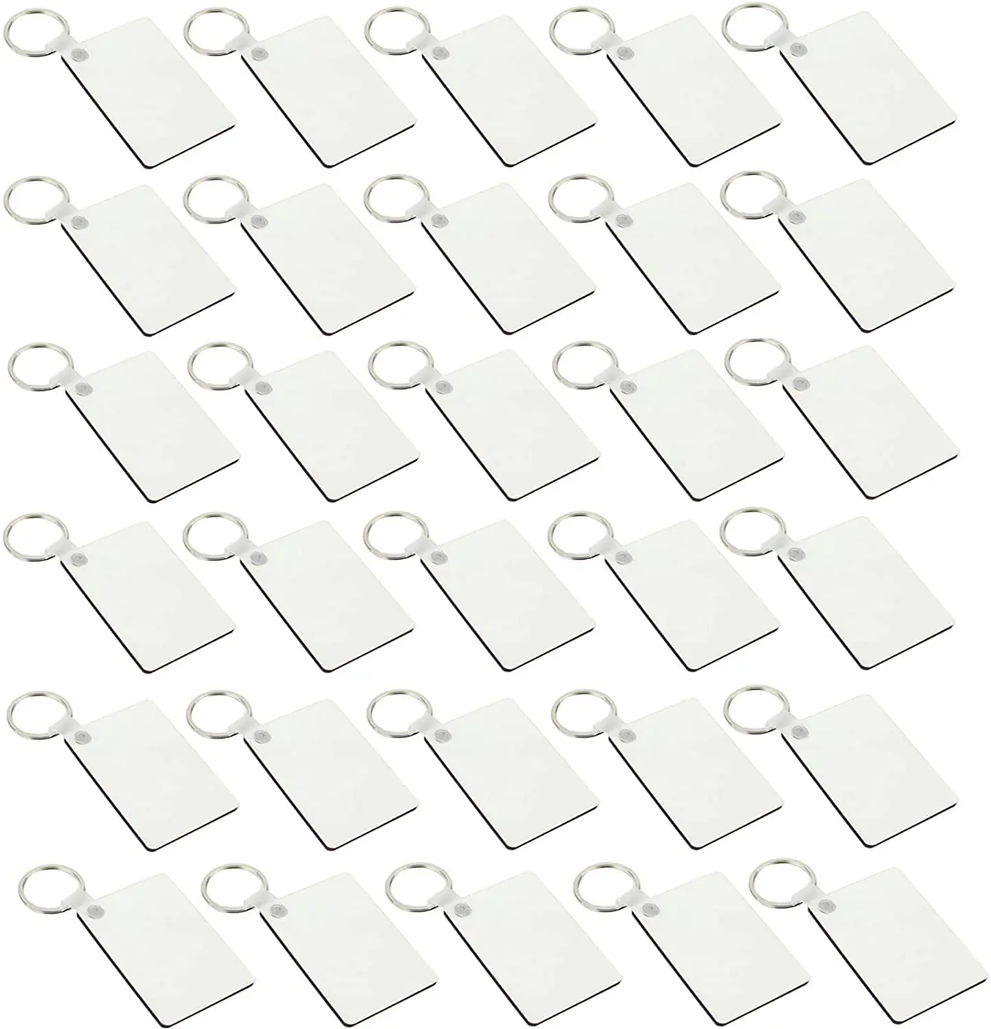 

30 Pcs Wooden Hardboard Keychains Blank Rectangle Keychains Sublimation Heat Transfer Keychains