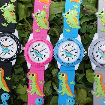 

3D Cartoon Kids Dinosaur Round Dial Arabic Number Analog Quartz Wrist Watch for Girls Boys Cute Clock Reloj Relogio Montre