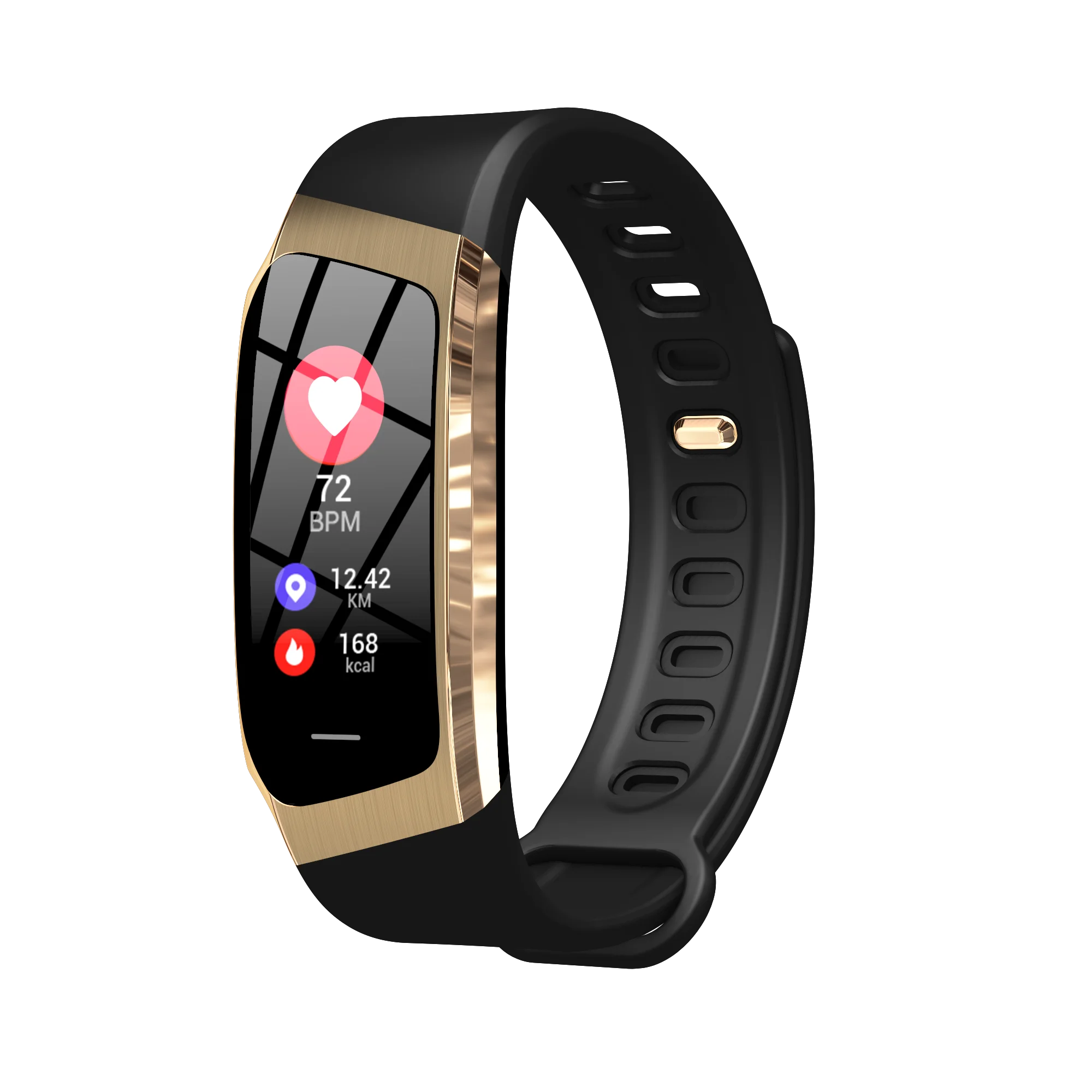 E18 смарт-браслет для мужчин и женщин, Смарт-часы, пульсометр, монитор артериального давления, фитнес-трекер, Bluetooth часы, водонепроницаемые Смарт-часы - Цвет: Gold Black