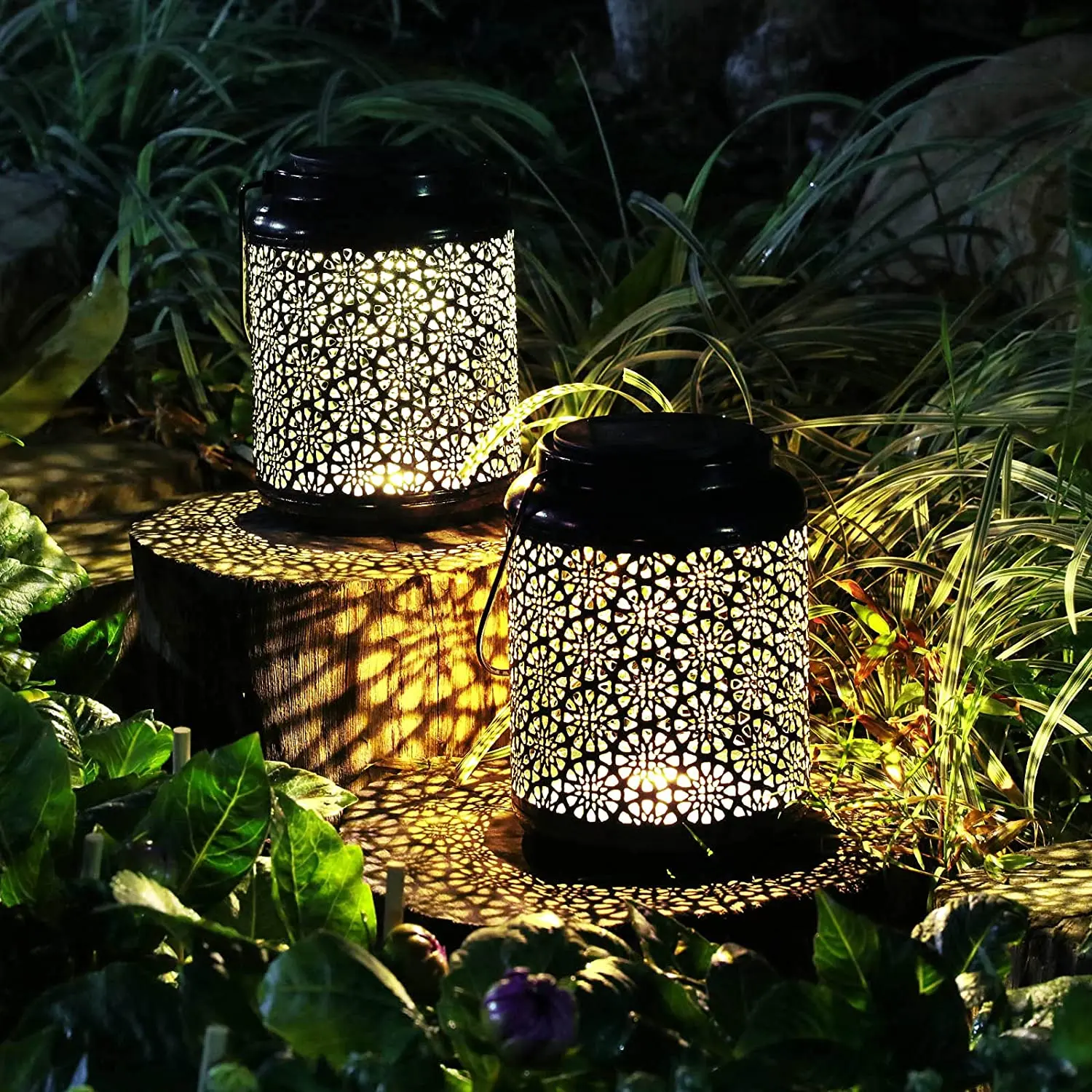 

C2 Night Light lawn light Solar garden light outdoor garden landscape lighting pattern iron hollow Holiday romantic decoration