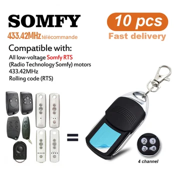 

10 pieces SOMFY keytis NS 2 RTS garage remote control SOMFY RTS Curtain remote control 4 channel 433.42mhz transmitter