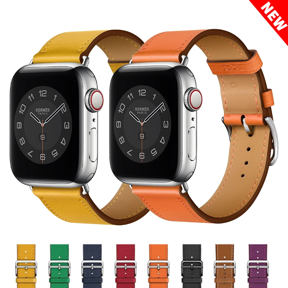 

Business Real Leather loop Bracelet Belt Band for Apple Watch band 6 SE 5 4 42MM 38MM 44MM 40MM Strap for iWatch 6 5 4 Wristband