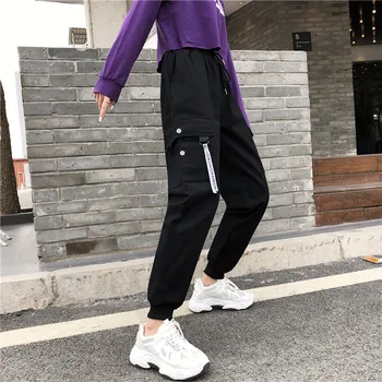 

Women's Cargo Pants Women Autumn High Waist White Women's Trousers Black Loose Pants For Women Street Cargo Femme Big Pocket