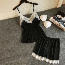 JAYCOSIN пижамы женские сексуальные шорты ночное белье из двух частей женские атласные пижамы набор искусственный шелк Кружева Грудь Подушка пижамы 19NOV27